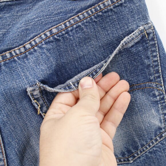 Vintage 60s Levis 501 Shorts Unisex 28 4" Selvedge Big E Button Fly Cut Off - Picture 9 of 16